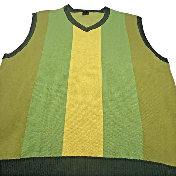 Flan Labs Avocado Atomic Green Sweater Vest Mens M Colorblock Knit Pullover New - Picture 2 of 10